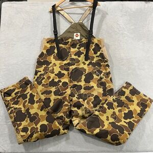 Vintage Columbia Overalls Mens XL Camo Bib Suspenders Goretex Thinsulate Hunting